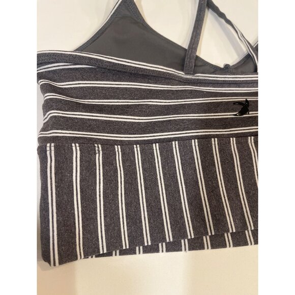 Glydero Striped Gray & White Sports Bra With Crisscross Back - Picture 5 of 8